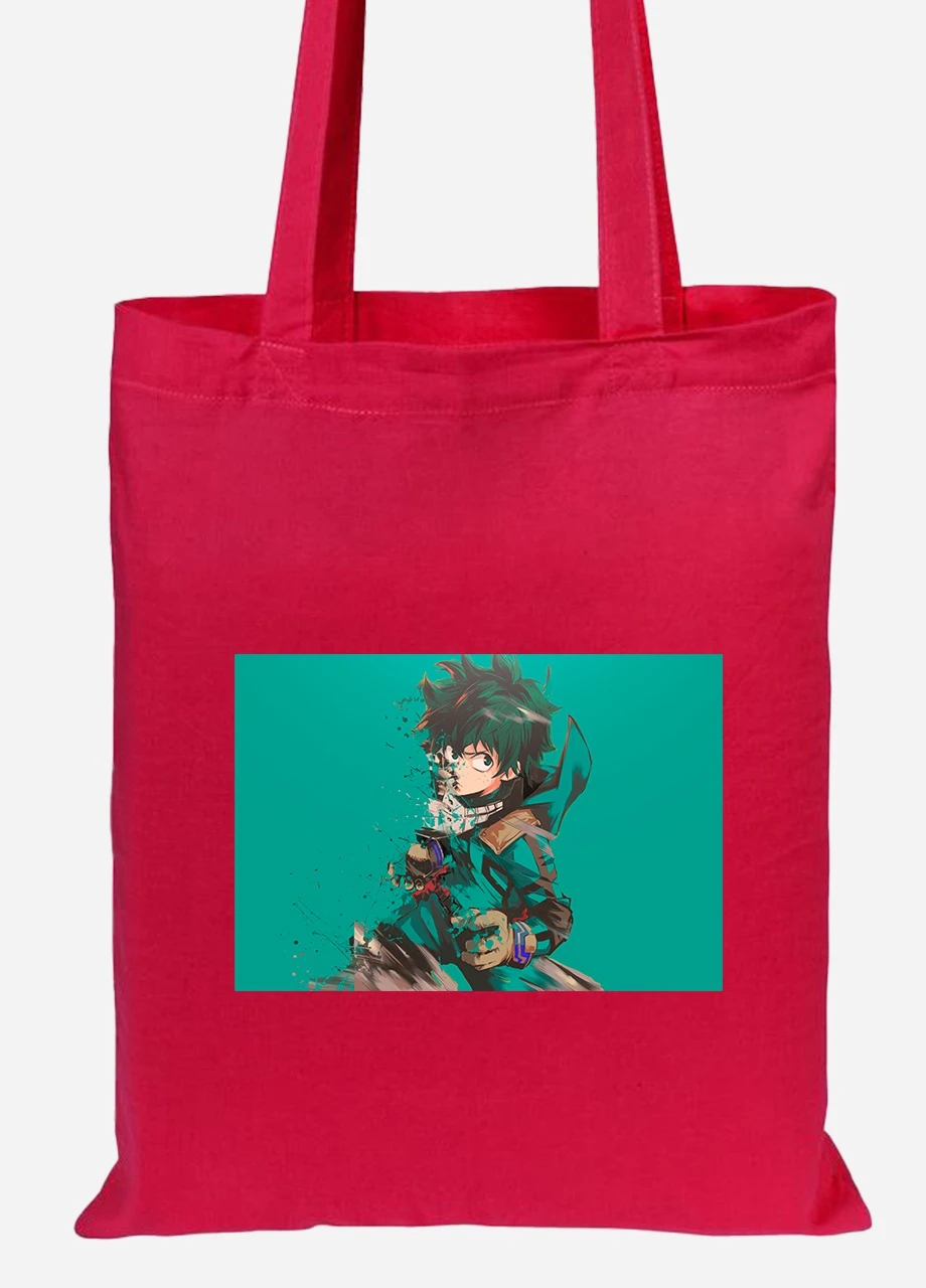 Эко сумка шопер Изуку Мидория, Моя геройская академия (Midoriya Izuku, My Hero Academia) (92102-3072-RD) красная MobiPrint Lite (256924501)