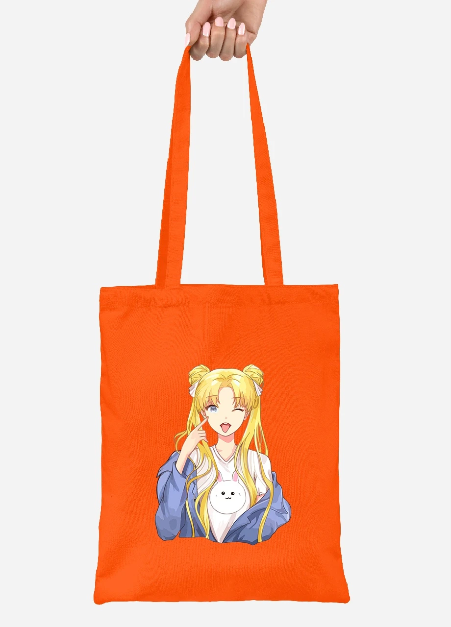 Эко сумка шопер Сейлор Мун (Sailor Moon) (92102-2925-OG) оранжевая MobiPrint Lite (256924751)