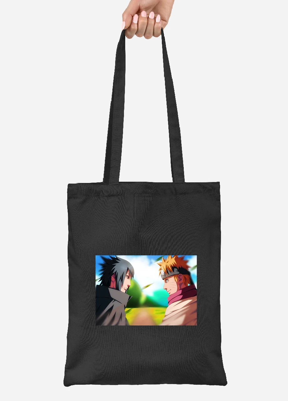 Еко-сумка шоппер Наруто (Naruto) (92102-3088-BK) чорна MobiPrint Lite (256922079)