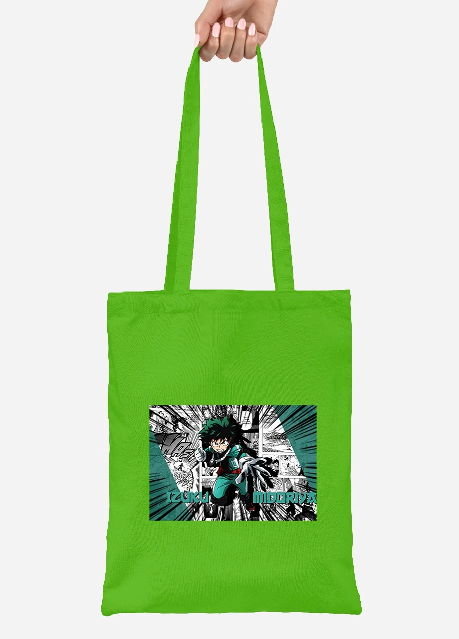 Еко-сумка шоппер Мідорія, Моя геройська академія (Midoriya Izuku, My Hero Academia) (92102-3073-LM) салатова MobiPrint Lite (256921427)