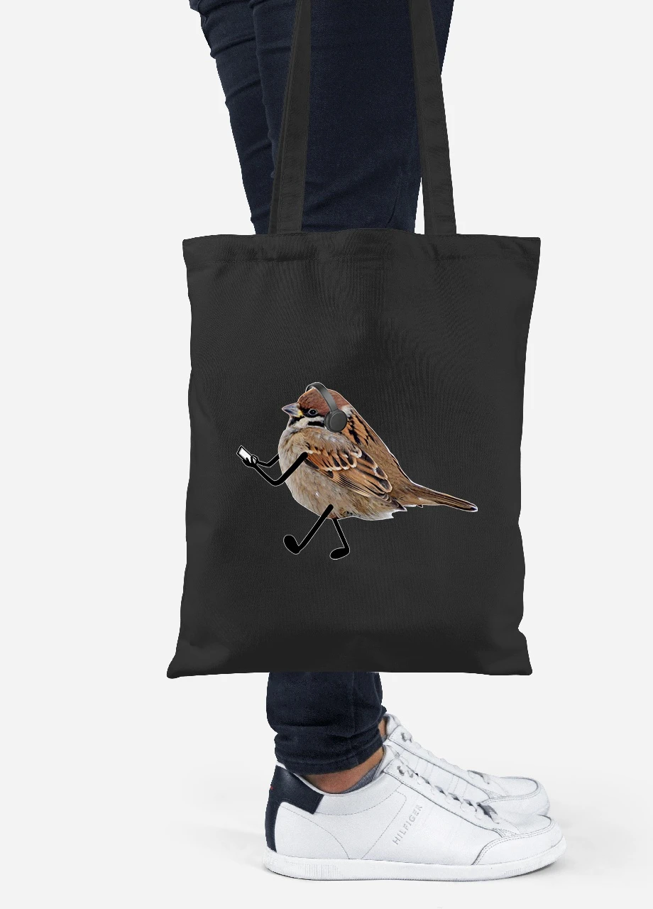 Еко-сумка шоппер Птахи SWAG (92102-1539-BK) чорна MobiPrint Lite (256920797)