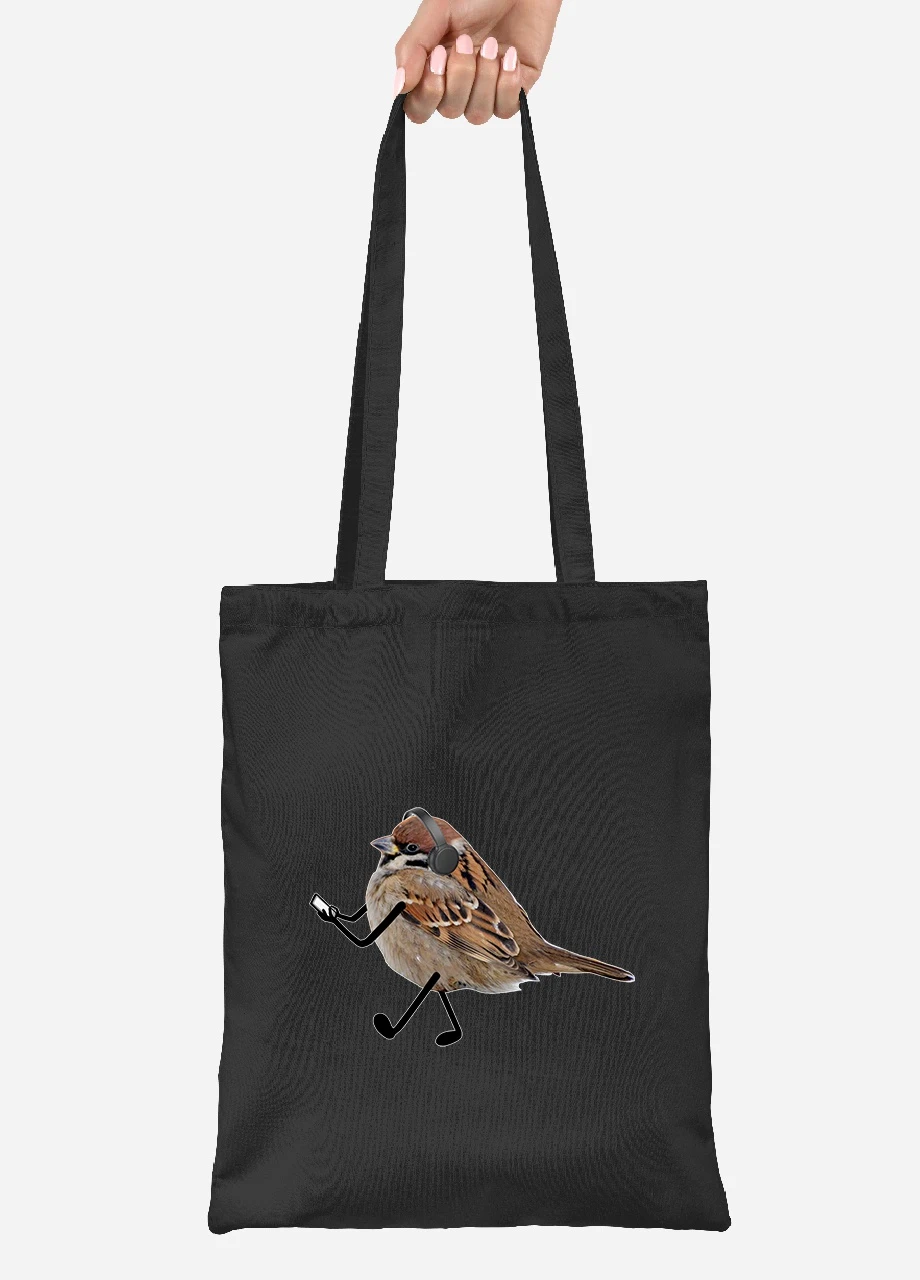 Еко-сумка шоппер Птахи SWAG (92102-1539-BK) чорна MobiPrint Lite (256920797)