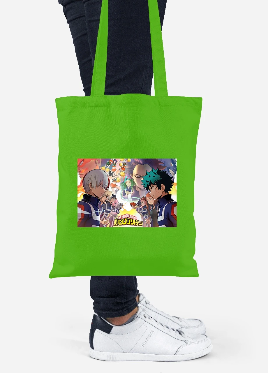 Эко сумка шопер Моя геройская академия (My Hero Academia) (92102-3070-LM) салатовая MobiPrint Lite (256923328)
