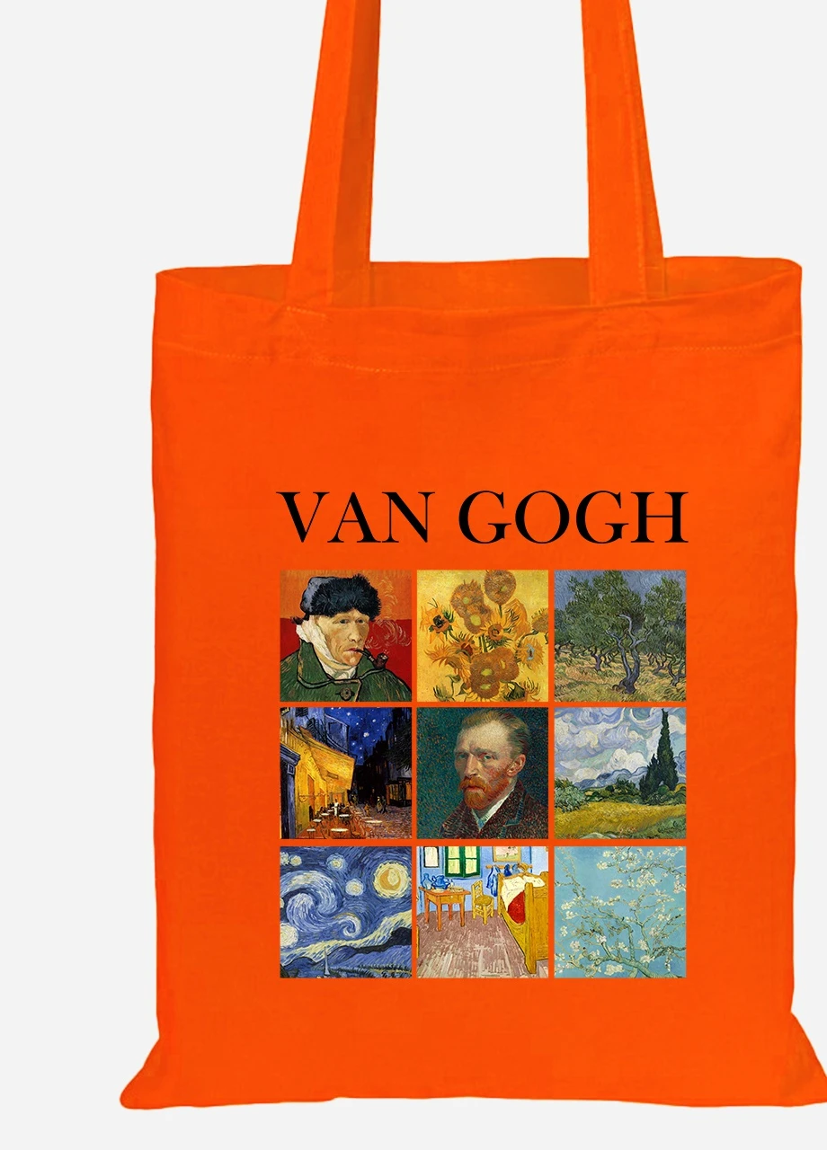 Еко-сумка шоппер Вінсент Ван Гог Картини (Vincent van Gogh) (92102-2960-OG) помаранчева MobiPrint Lite (256921788)
