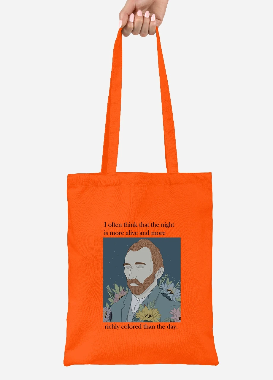Эко сумка шопер Винсент Ван Гог (Vincent van Gogh) (92102-2962-OG) оранжевая MobiPrint Lite (256920619)