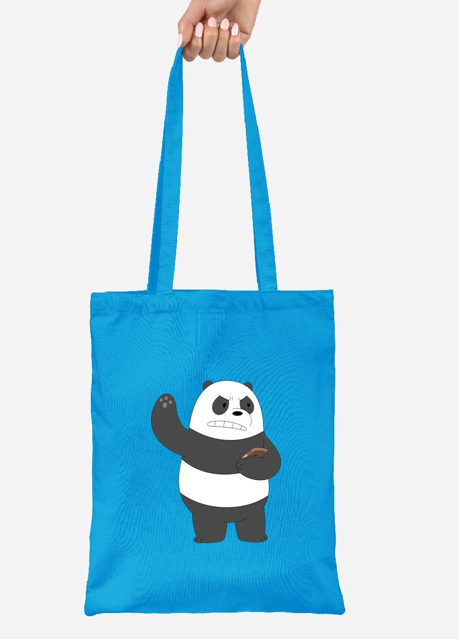 Еко-сумка шоппер Панда (Panda) (92102-1776-BL) синя MobiPrint Lite (256920822)