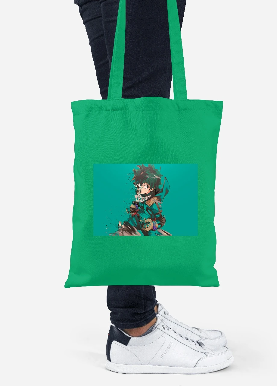 Еко-сумка шоппер Мідорія, Моя геройська академія (Midoriya Izuku, My Hero Academia) (92102-3072-KG) зелена MobiPrint Lite (256923528)