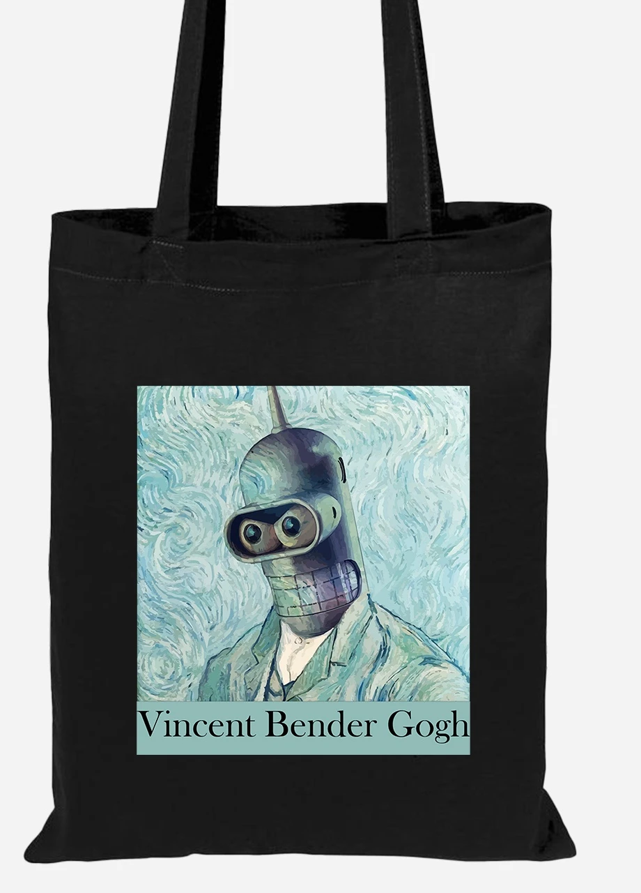 Еко-сумка шоппер Вінсент Ван Гог Бендер (Vincent van Gogh Bender) (92102-2956-BK) чорна MobiPrint Lite (256923127)