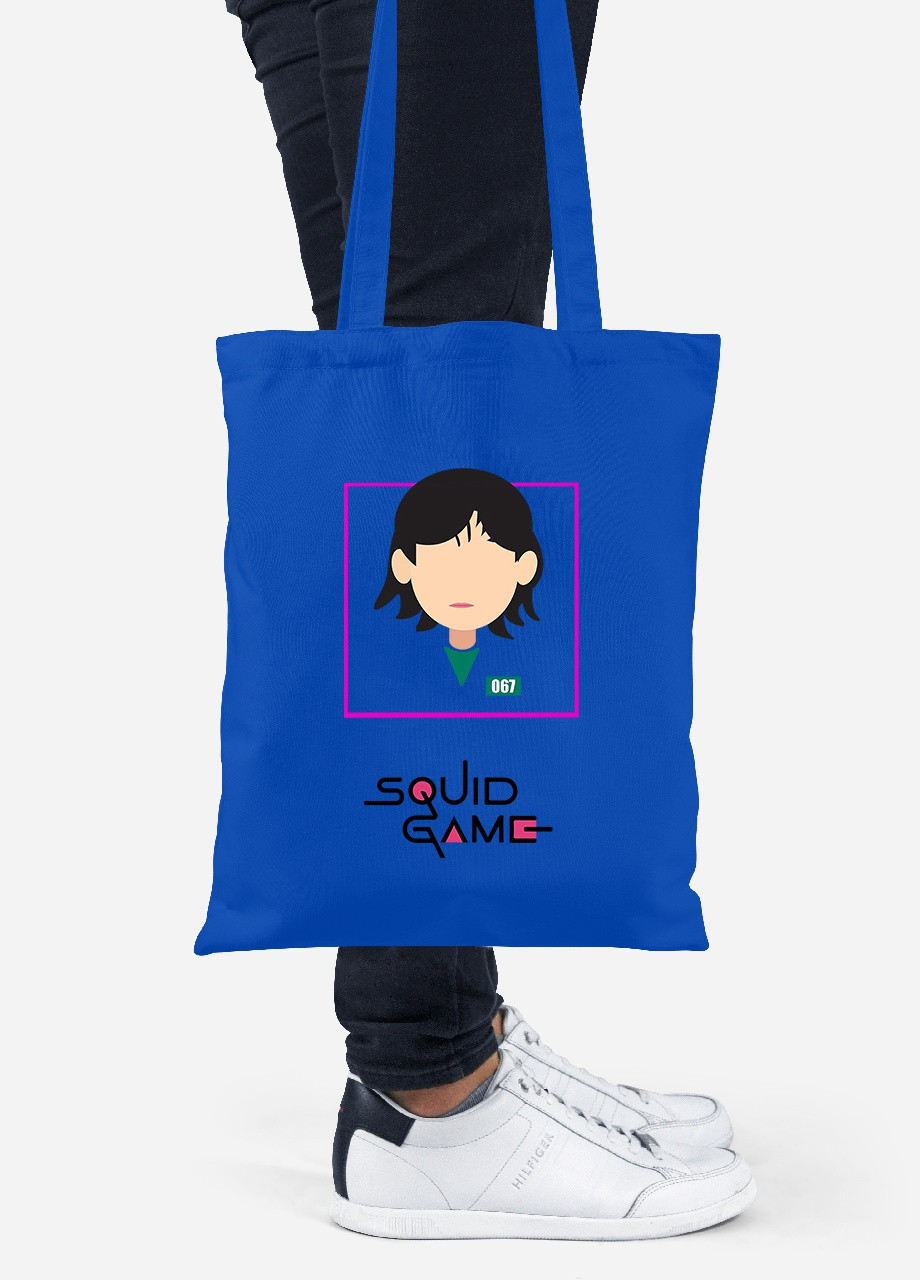 Эко сумка шопер Чонхойон–Кан Сае-беок Игра в кальмара (Squid Game) (92102-3355-SK) голубая MobiPrint Lite (256923733)