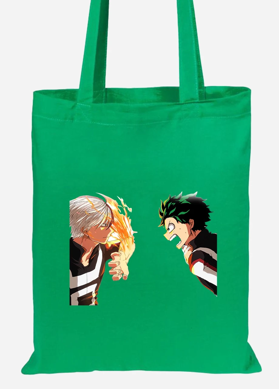 Эко сумка шопер Моя геройская академия (My Hero Academia) (92102-3060-KG) зеленая MobiPrint Lite (256923225)