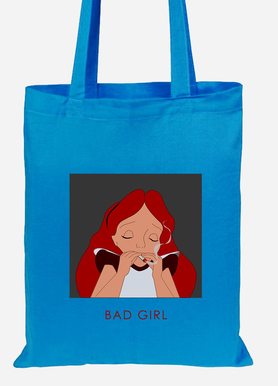 Эко сумка шопер Алиса плохая девочка (92102-1441-BL) синяя MobiPrint Lite (256921204)