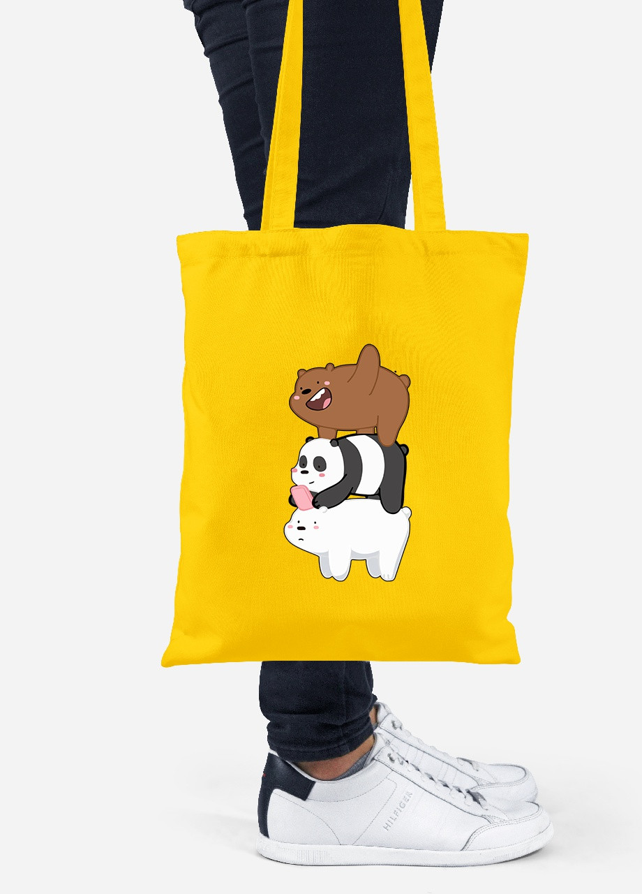 Еко-сумка шоппер Три ведмеді (We Bare bears) (92102-2643-SY) жовта MobiPrint Lite (256922119)