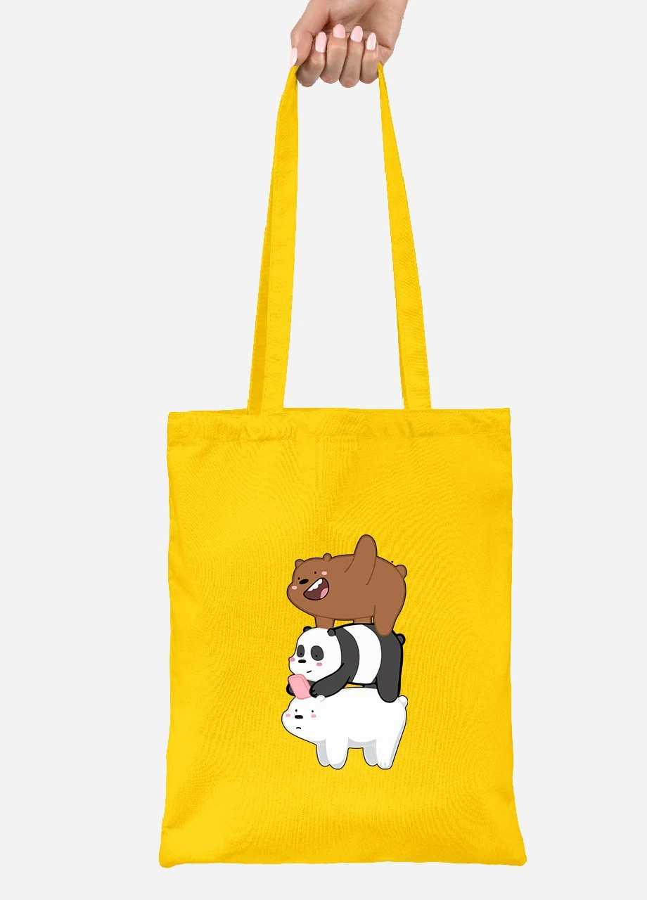 Еко-сумка шоппер Три ведмеді (We Bare bears) (92102-2643-SY) жовта MobiPrint Lite (256922119)
