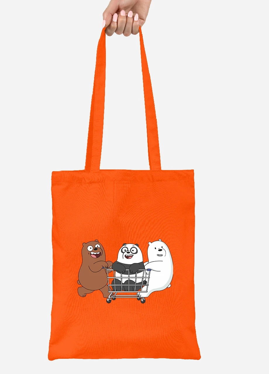 Эко сумка шопер Вся правда о медведях (We Bare Bears) (92102-2891-OG) оранжевая MobiPrint Lite (256920497)