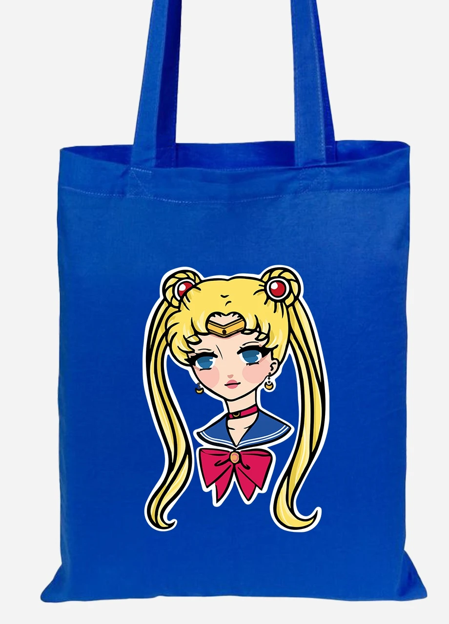 Эко сумка шопер Сейлор Мун (Sailor Moon) (92102-2926-SK) голубая MobiPrint Lite (256924016)