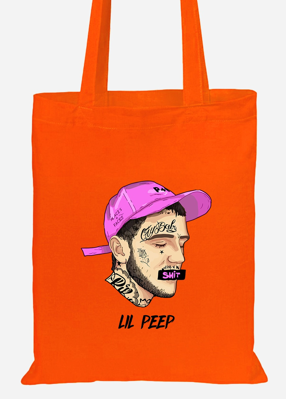 Эко сумка шопер Лил Пип (Lil Peep) (92102-2635-OG) оранжевая MobiPrint lite (256920924)