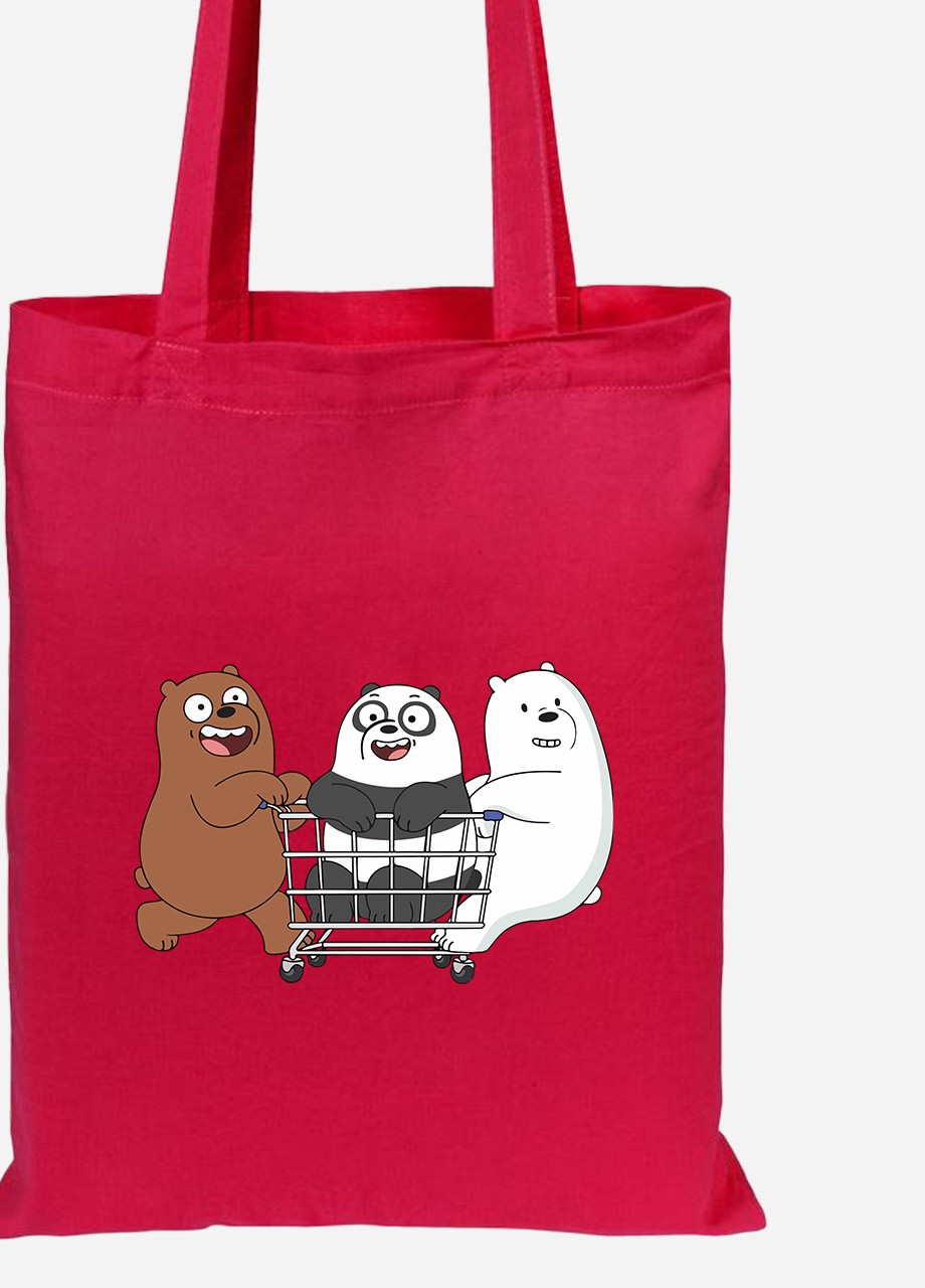 Эко сумка шопер Вся правда о медведях (We Bare Bears) (92102-2891-RD) красная MobiPrint Lite (256923334)