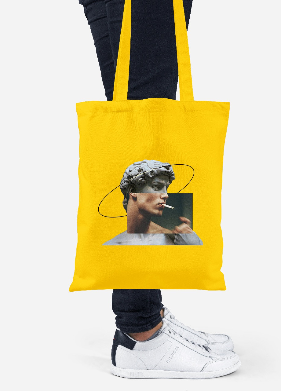 Эко сумка шопер Давид Микеланджело Ренессанс (Renaissance David Michelangelo) (92102-1201-SY) желтая MobiPrint Lite (256920879)