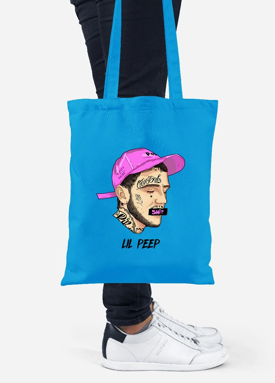 Эко сумка шопер Лил Пип (Lil Peep) (92102-2635-BL) синяя MobiPrint Lite (256921776)
