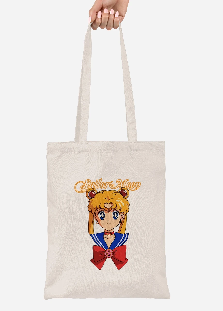 Эко сумка шопер Сейлор Мун (Sailor Moon) (92102-2915-BG) бежевая MobiPrint Lite (256923497)
