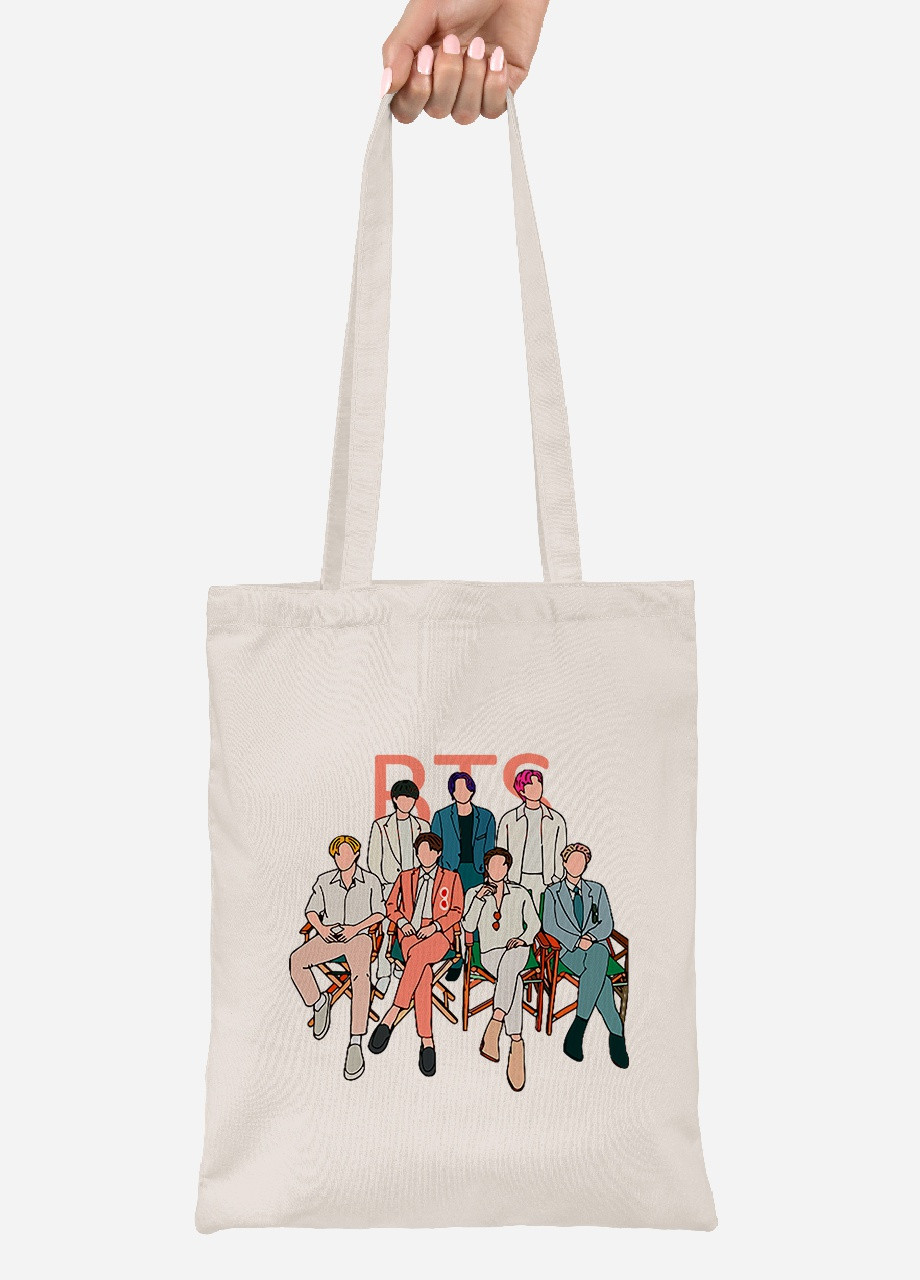 Еко-сумка шоппер БТС (BTS) (92102-3264-BG) бежева MobiPrint Lite (256923003)