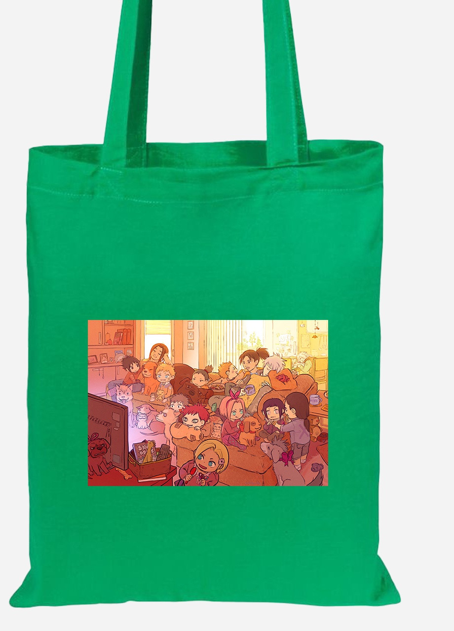 Еко-сумка шоппер Наруто (Naruto) (92102-3090-KG) зелена MobiPrint Lite (256921383)