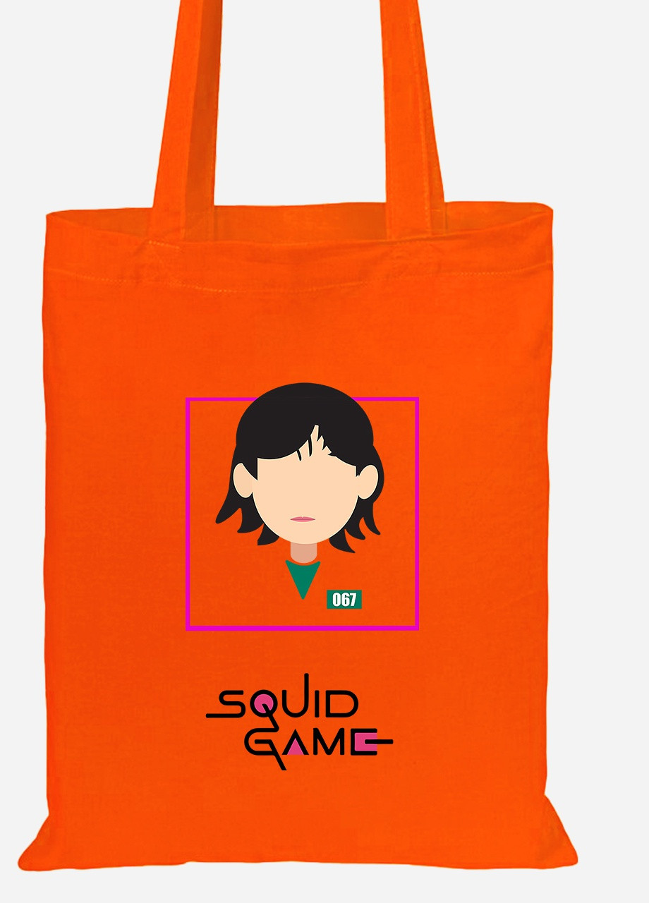 Эко сумка шопер Чонхойон–Кан Сае-беок Игра в кальмара (Squid Game) (92102-3355-OG) оранжевая MobiPrint lite (256920706)