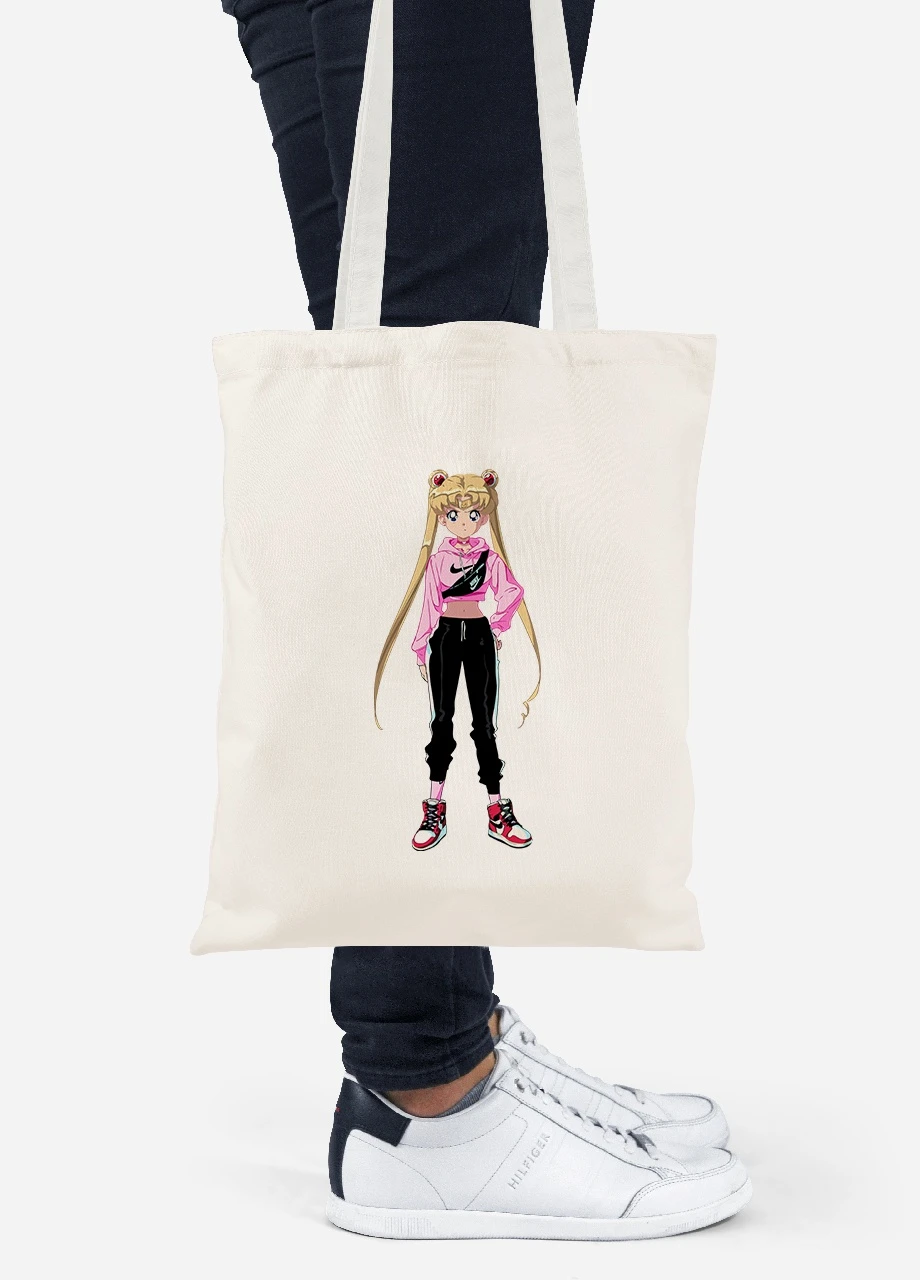 Еко-сумка шоппер Сейлор Мун (Sailor Moon) (92102-2927-BG) бежева MobiPrint Lite (256924653)