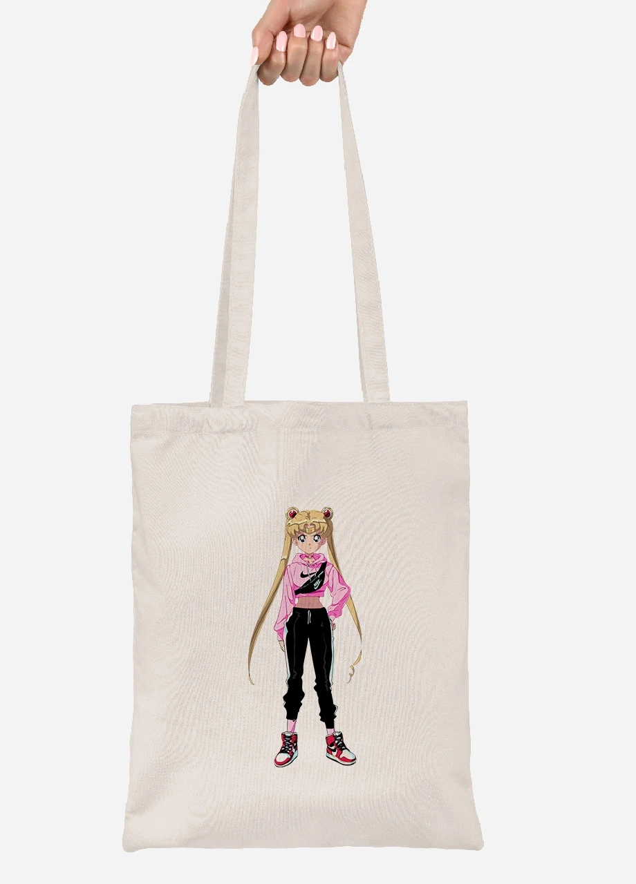 Еко-сумка шоппер Сейлор Мун (Sailor Moon) (92102-2927-BG) бежева MobiPrint Lite (256924653)