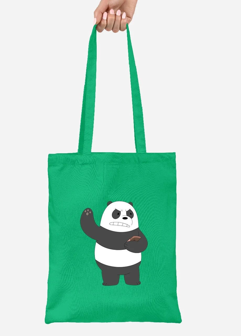 Еко-сумка шоппер Панда (Panda) (92102-1776-KG) зелена MobiPrint Lite (256922563)