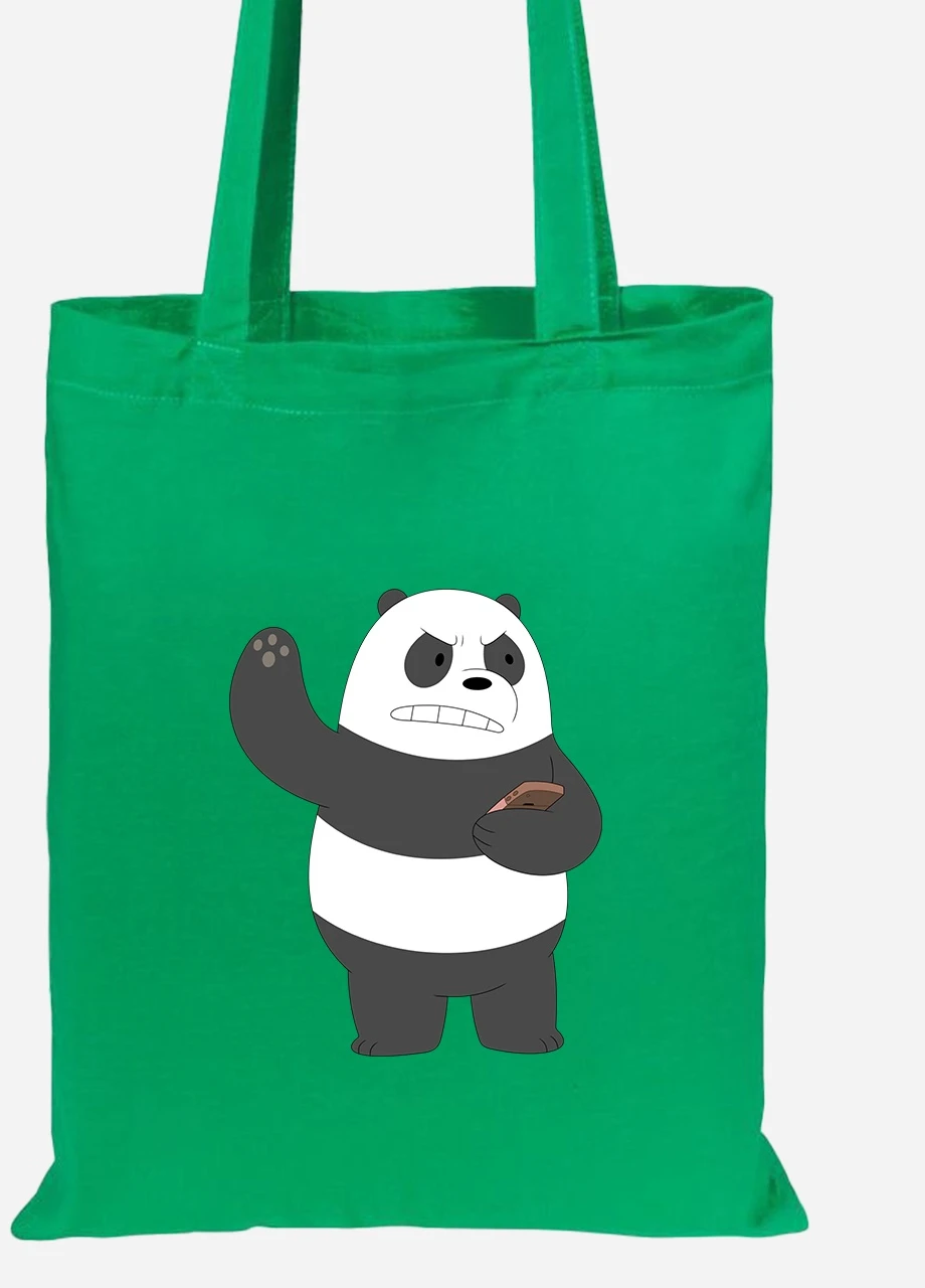 Еко-сумка шоппер Панда (Panda) (92102-1776-KG) зелена MobiPrint Lite (256922563)