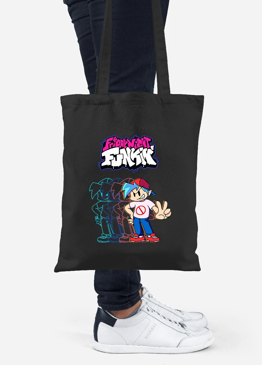 Эко сумка шопер Фрайдей Найт Фанкин (Friday Night Funkin) (92102-3332-BK) черная MobiPrint Lite (256923274)
