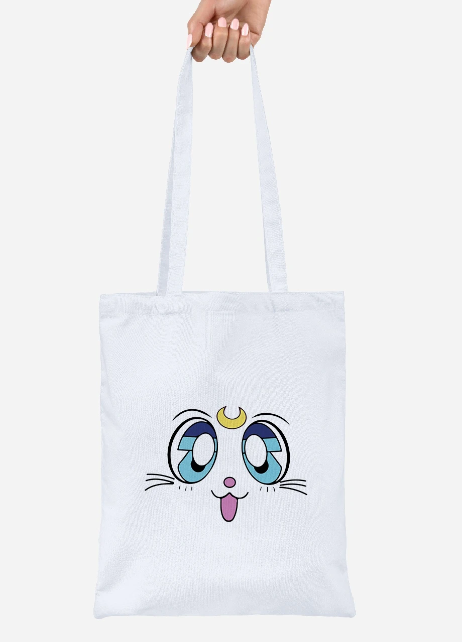 Эко сумка шопер Луна Кошки Сейлор Мун (anime Sailor Moon Cats) (92102-2921) белая MobiPrint Lite (256921167)