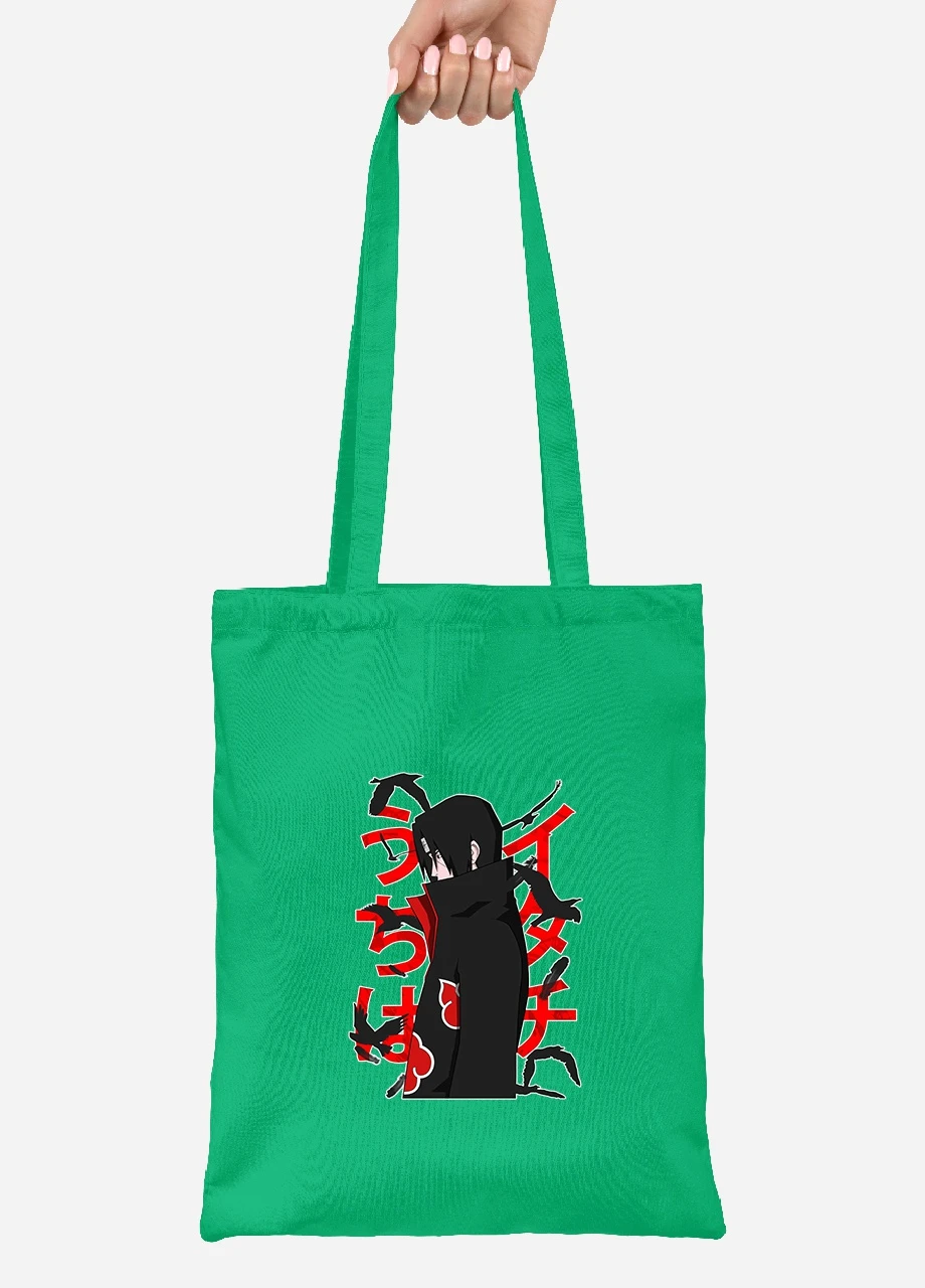 Еко-сумка шоппер Ітачі Учіха (Itachi Uchiha) (92102-2817-KG) зелена MobiPrint Lite (256922214)