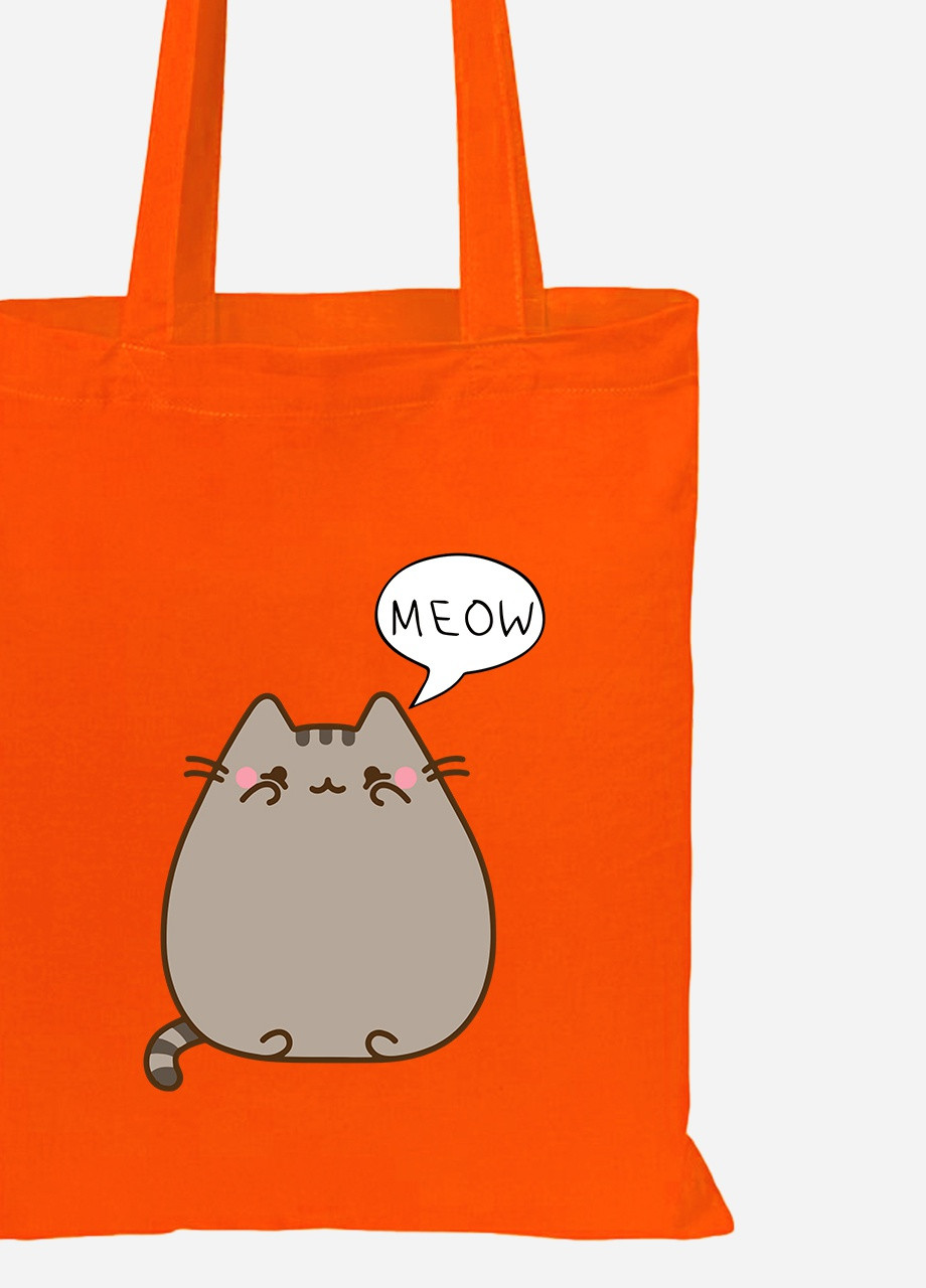 Еко-сумка шоппер Кіт Пушин (Pusheen Cat) (92102-2853-OG) помаранчева MobiPrint Lite (256923226)
