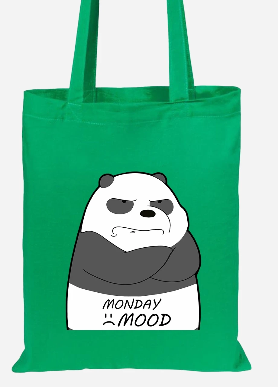 Еко-сумка шоппер Вся правда про ведмедів (We Bare Bears) (92102-2899-KG) зелена MobiPrint Lite (256921240)