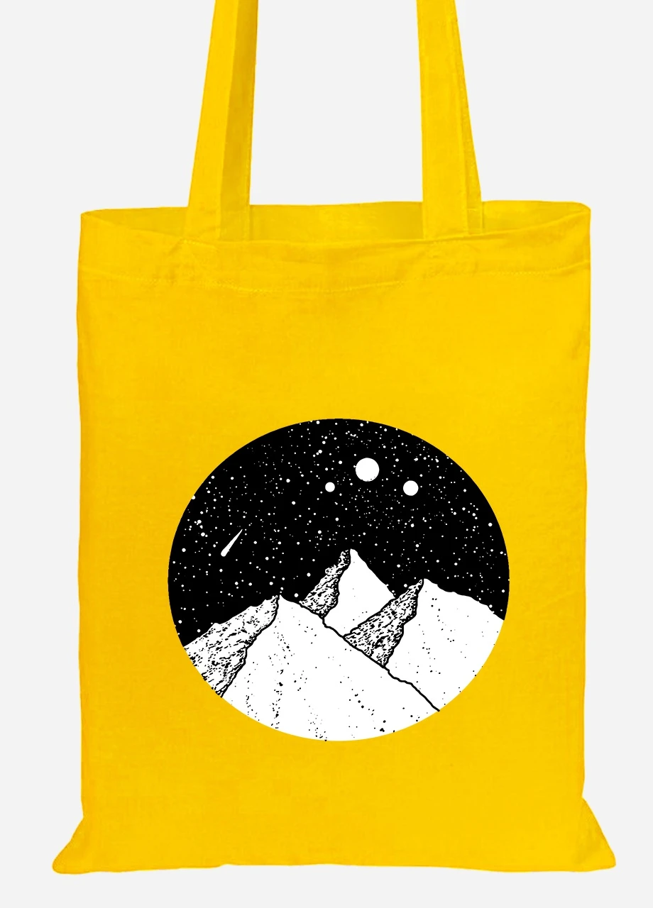 Эко сумка шопер Звездные горы (Starry mountains) (92102-2846-SY) желтая MobiPrint Lite (256920575)