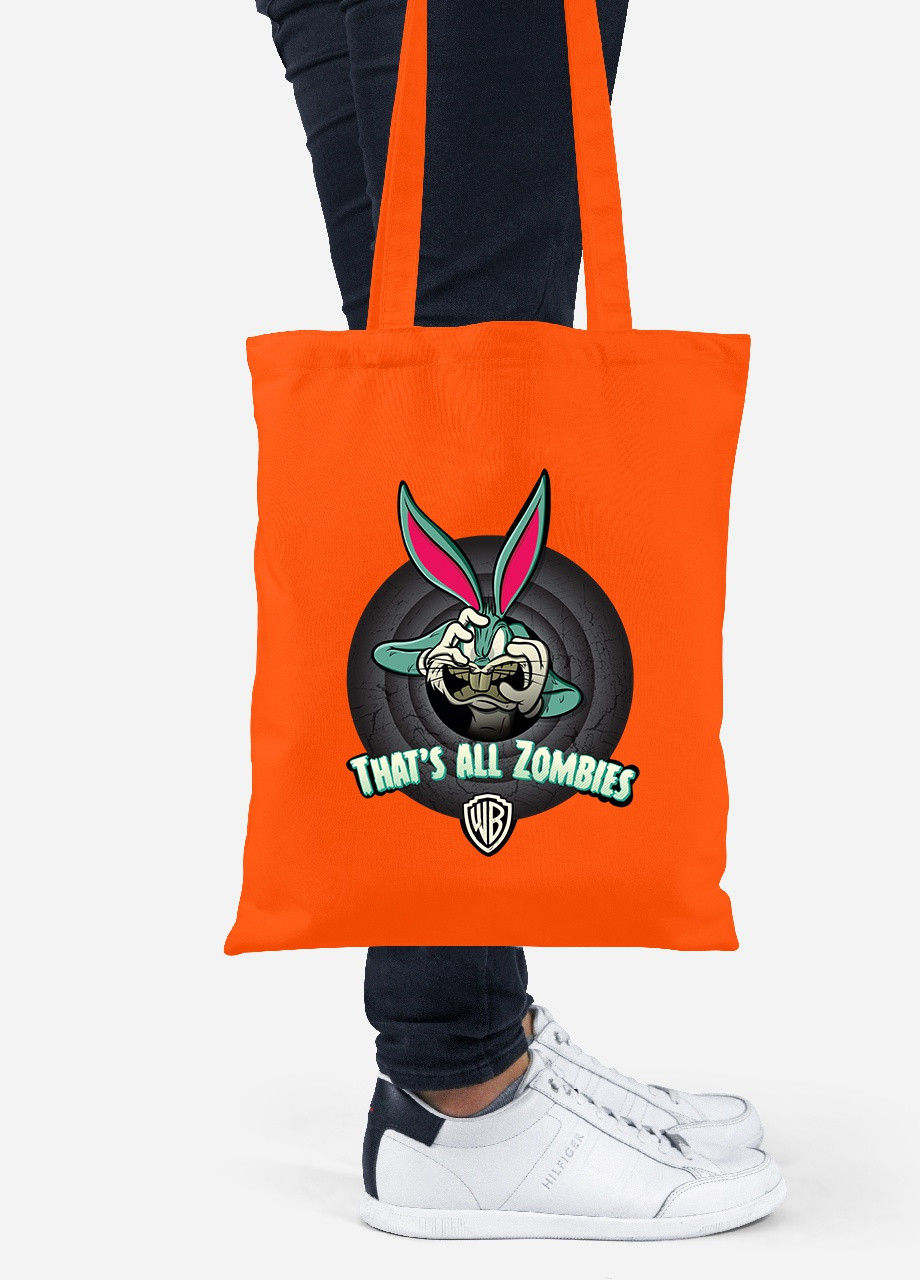 Еко-сумка шоппер Багз Банні Луні Тюнз (Bugs Bunny Looney Tunes) (92102-2882-OG) помаранчева MobiPrint Lite (256924068)