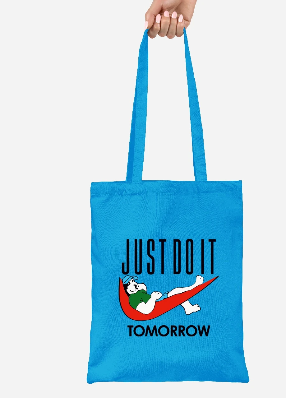 Эко сумка шопер JUSTDOIT tomorrow (Просто сделай это завтра) (92102-2007-BL) синяя MobiPrint Lite (256924814)