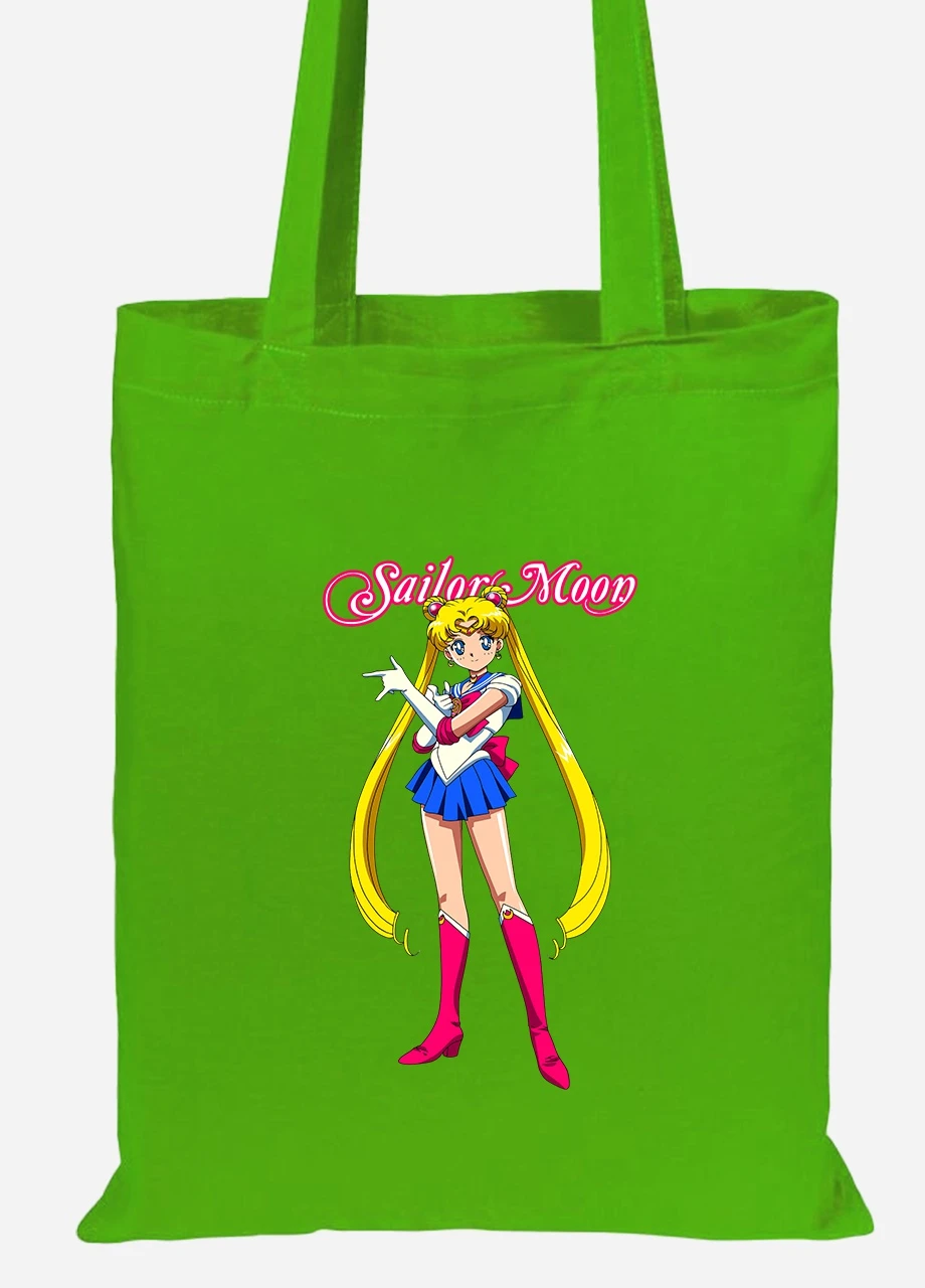 Еко-сумка шоппер Сейлор Мун (Sailor Moon) (92102-2916-LM) салатова MobiPrint Lite (256920853)