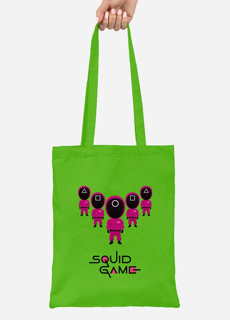 Эко сумка шопер Солдаты Игра в кальмара (Squid Game) (92102-3357-LM) салатовая MobiPrint Lite (256921690)