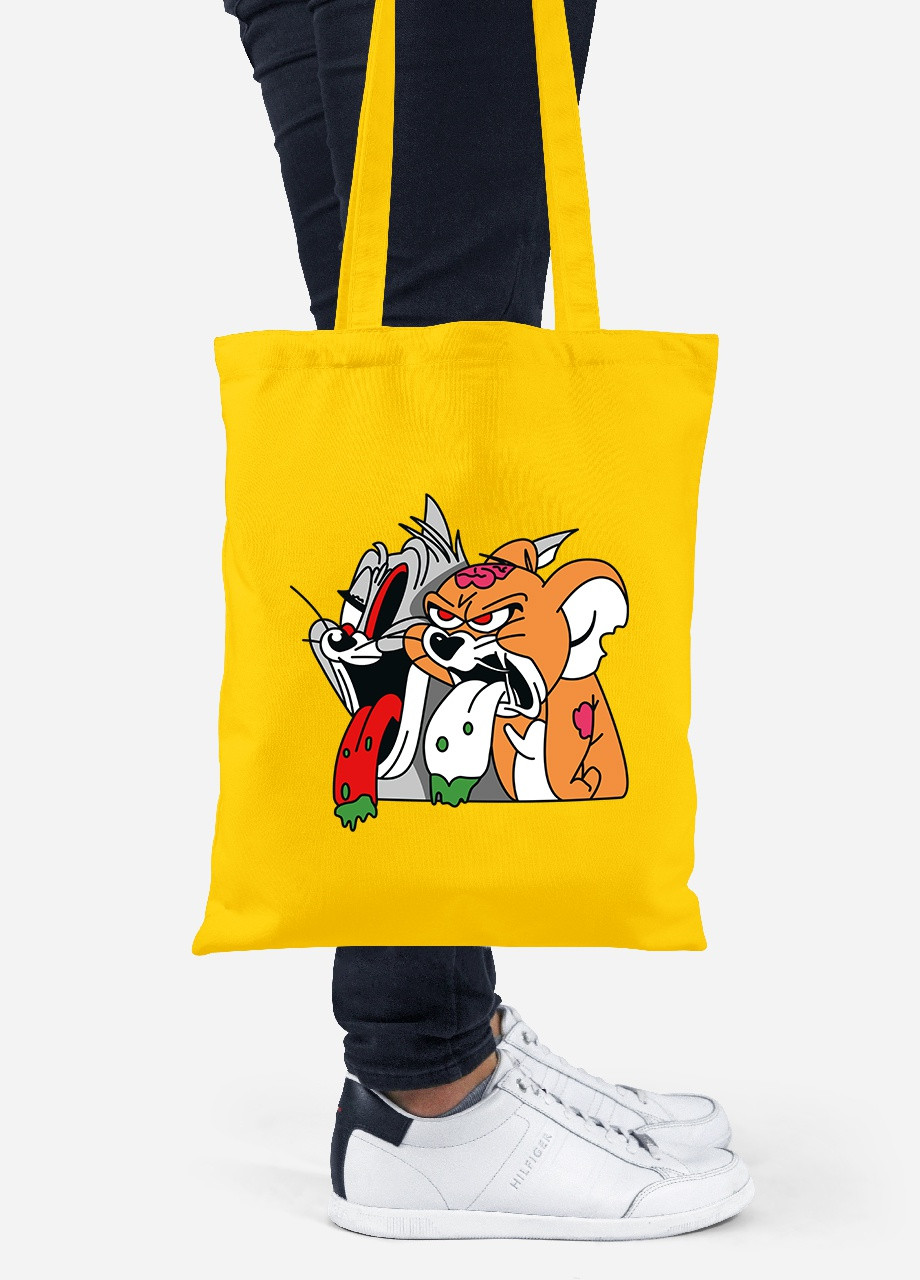 Еко-сумка шоппер Том і Джеррі (92102-2089-SY) жовта MobiPrint Lite (256922880)