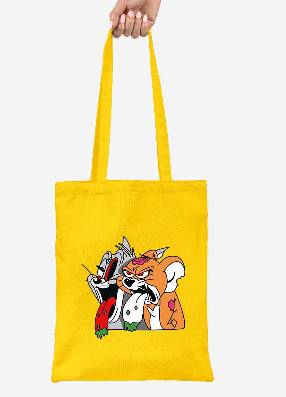 Еко-сумка шоппер Том і Джеррі (92102-2089-SY) жовта MobiPrint Lite (256922880)