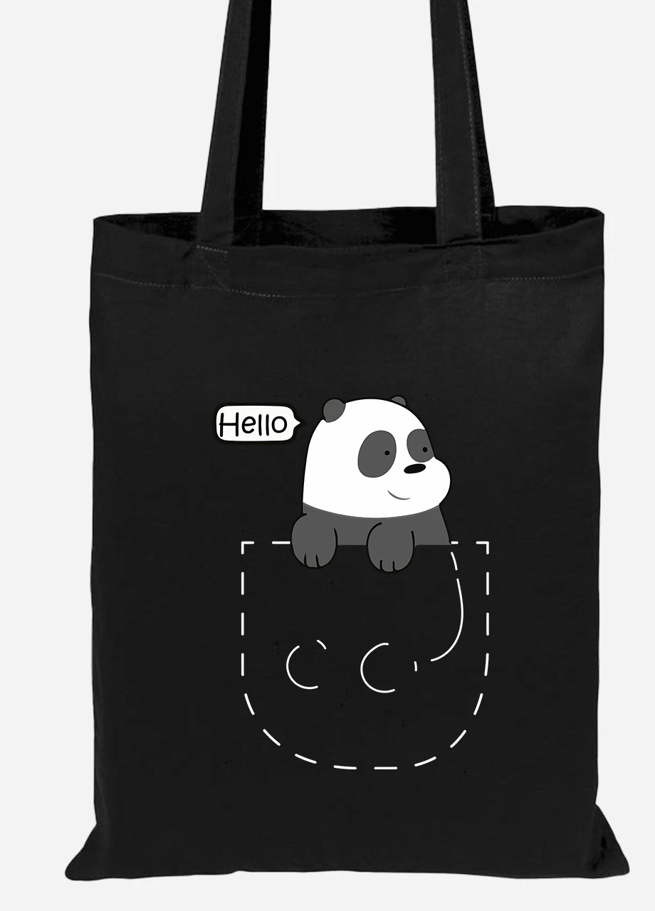 Еко-сумка шоппер Вся правда про ведмедів (We Bare Bears) (92102-2903-BK) чорна MobiPrint Lite (256920814)