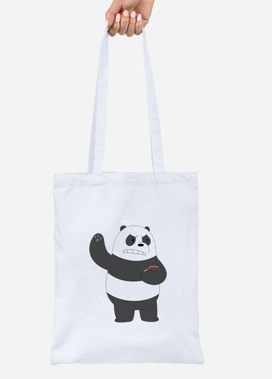 Еко-сумка шоппер Панда (Panda) (92102-1776) біла MobiPrint Lite (256921816)
