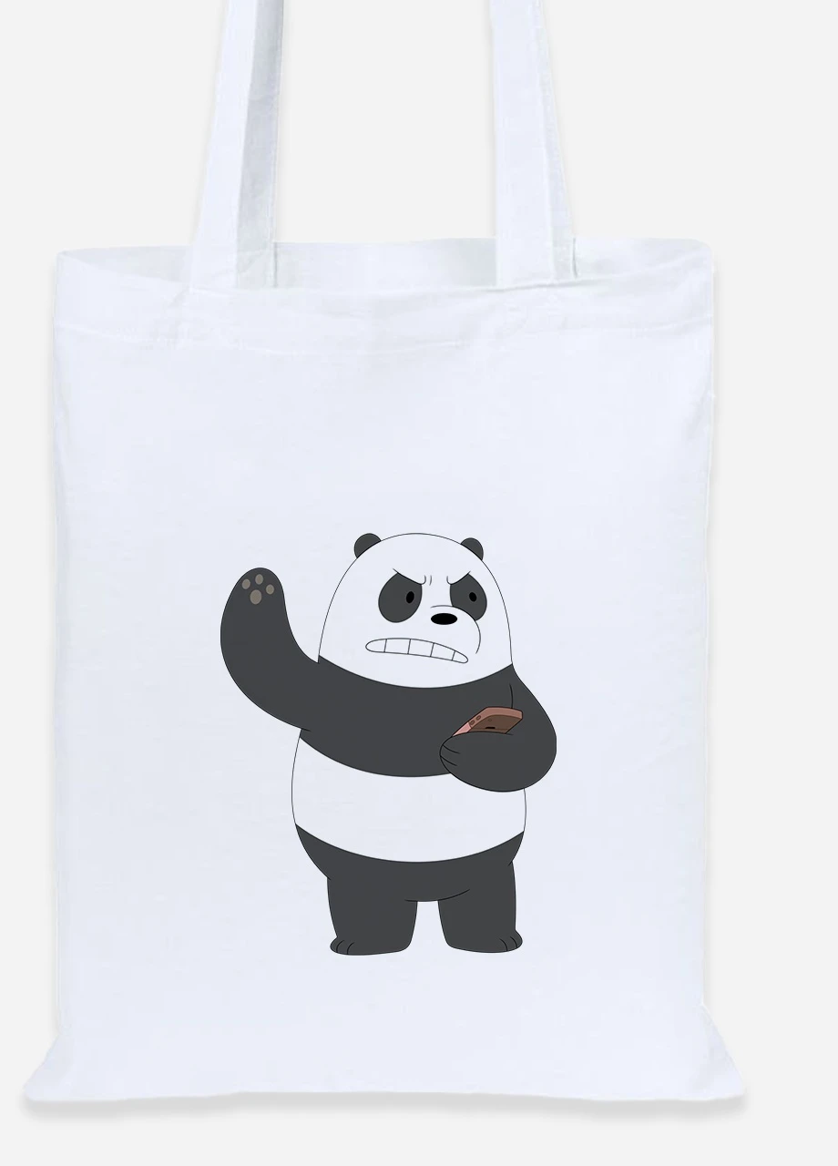 Еко-сумка шоппер Панда (Panda) (92102-1776) біла MobiPrint Lite (256921816)