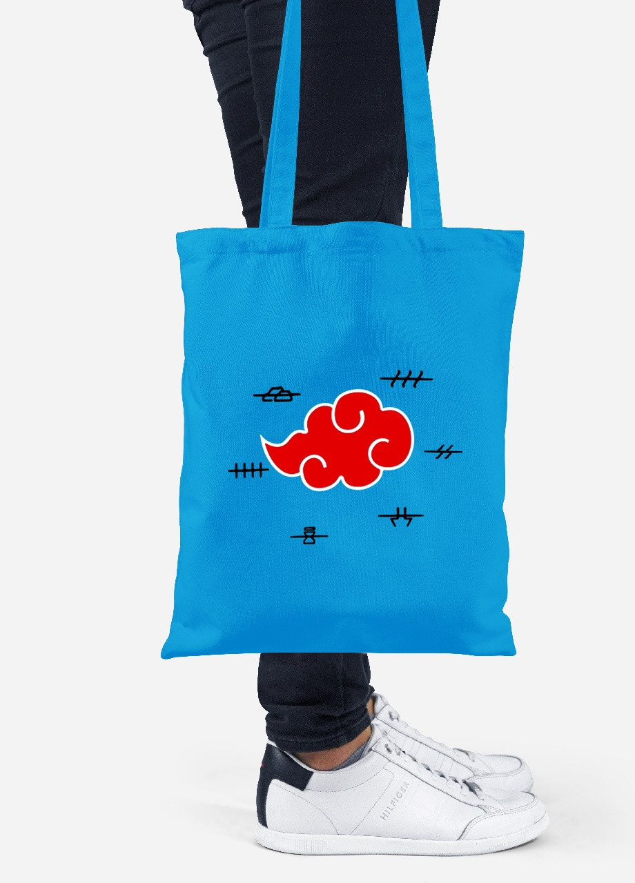 Еко-сумка шоппер Хмара Акацукі Наруто (Akatsuki Naruto) (92102-3044-BL) синя MobiPrint Lite (256922945)