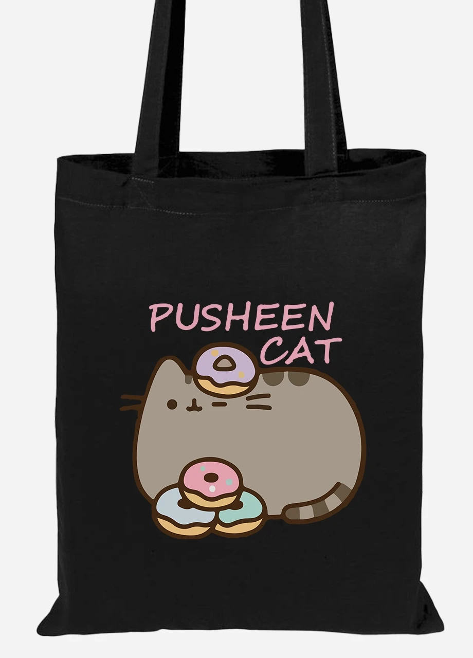 Эко сумка шопер Кот Пушин (Pusheen Cat) (92102-3346-BK) черная MobiPrint Lite (256921812)