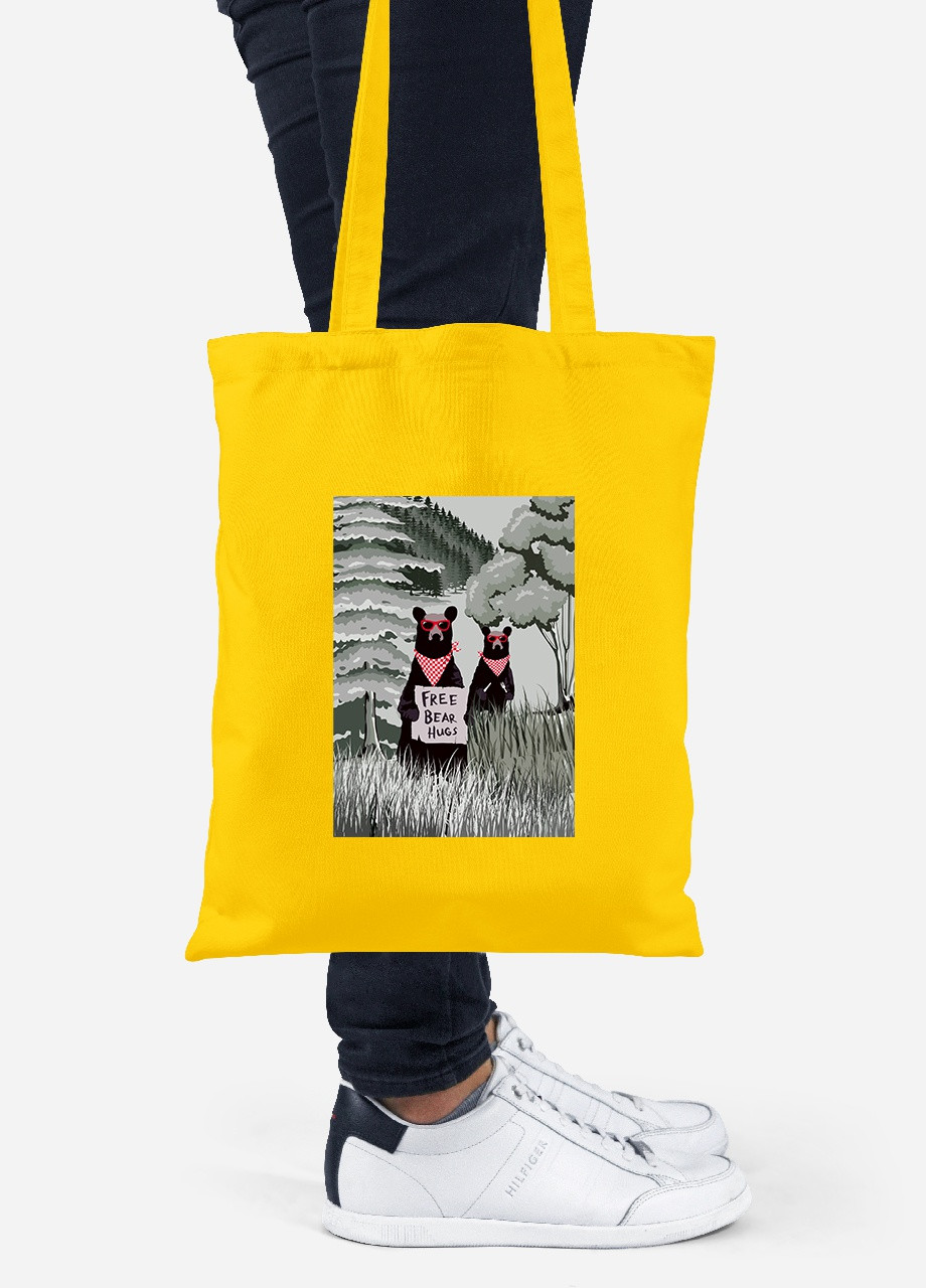 Эко сумка шопер Медьвежьи обнимашки (92102-2066-SY) желтая MobiPrint Lite (256924816)