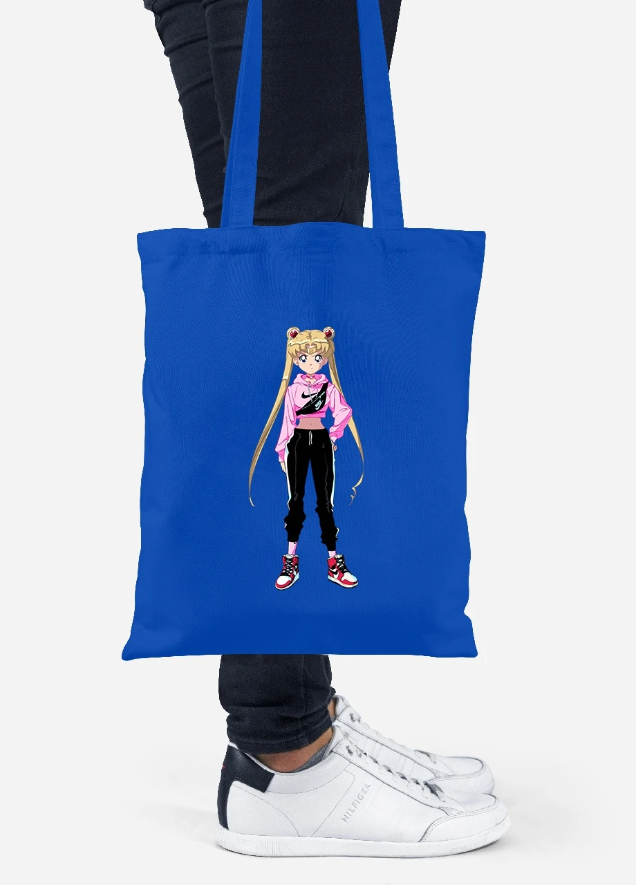Эко сумка шопер Сейлор Мун (Sailor Moon) (92102-2927-SK) голубая MobiPrint Lite (256923248)